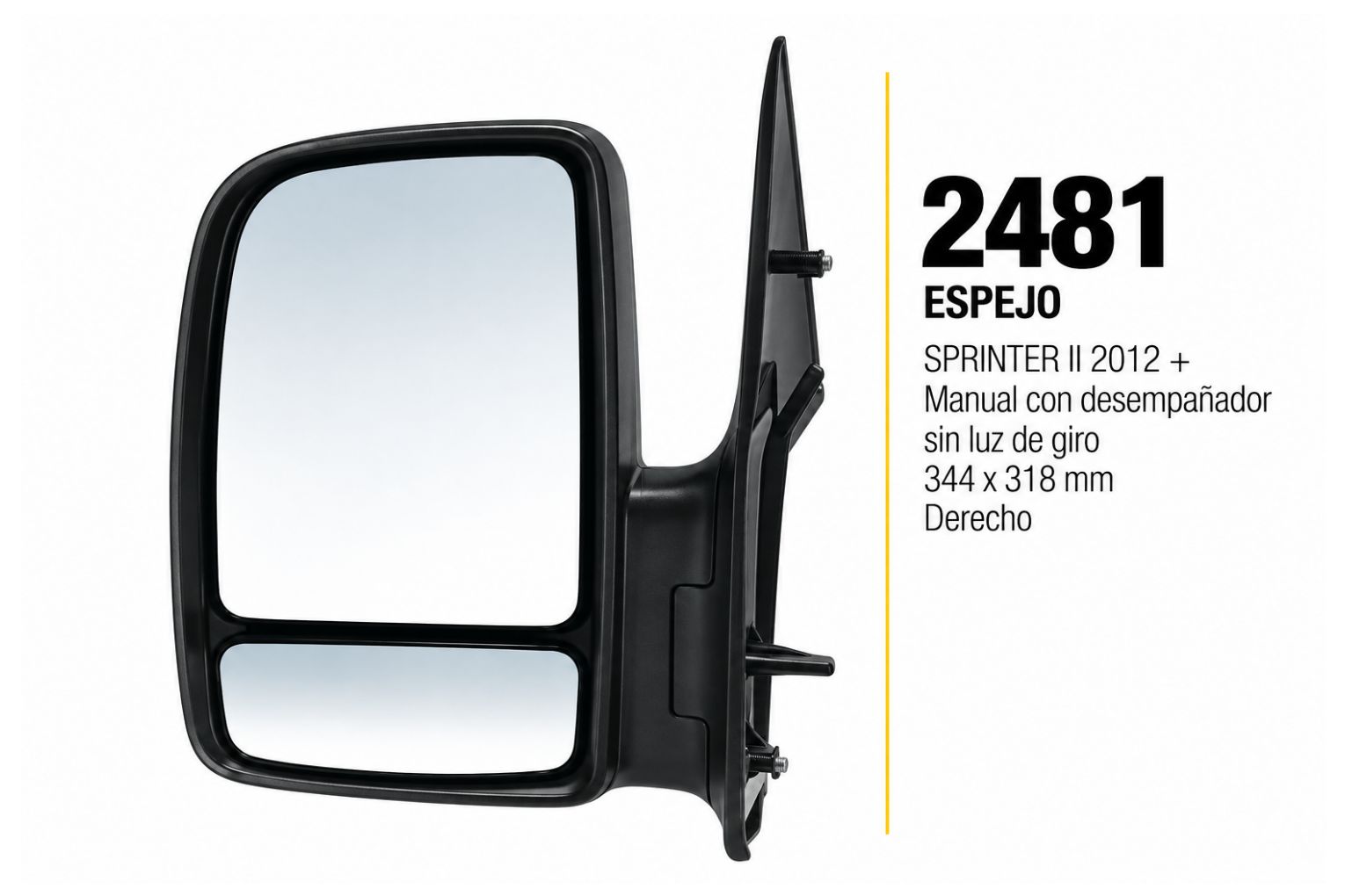 Espejo Mercedes Benz Sprinter Ii 2012 + para Furgón, manual con desempañador sin luz de giro derecho 344 x 318 mm – código FRA 2481/D