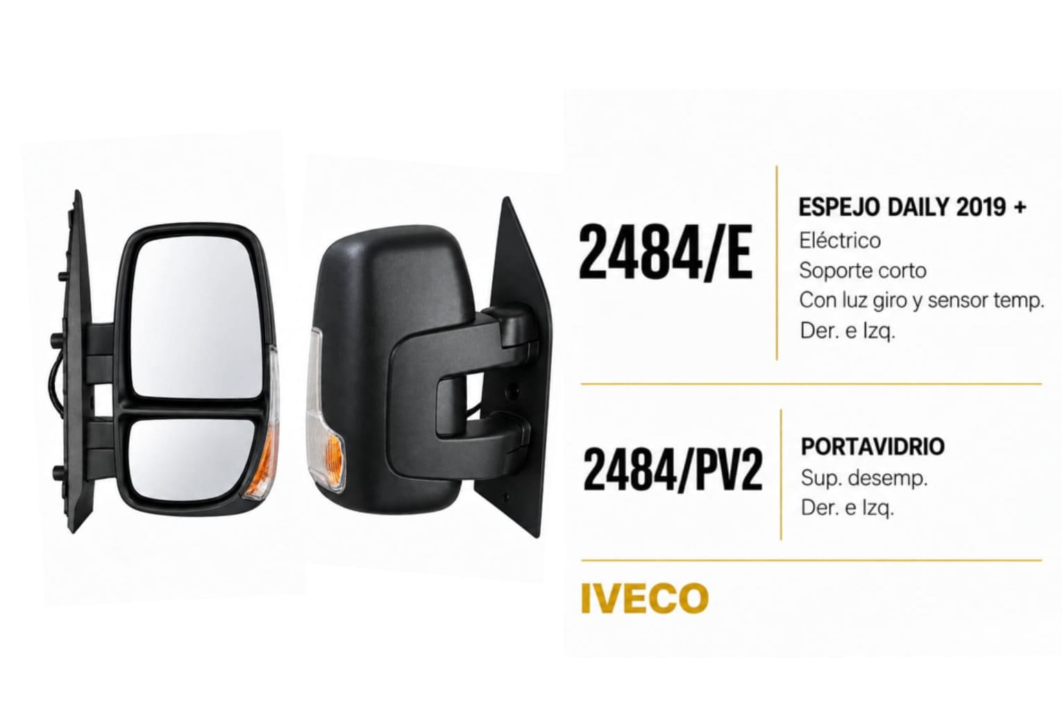 Portavidrio Iveco Daily 2019 + para Furgón, 2484 sup con desempañador derecho e izquierdo – código FRA 2484/PV2