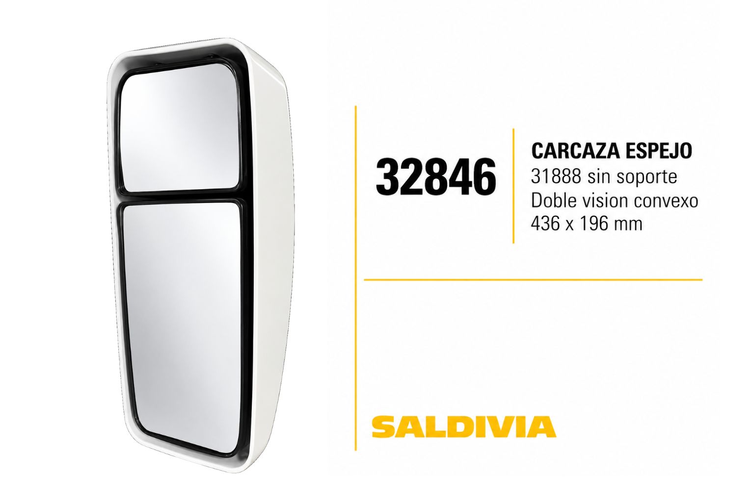 Espejo Saldivia 31888 Sin Soporte para Autobús, doble visión convexo 436 x 196 mm – código FRA 32846