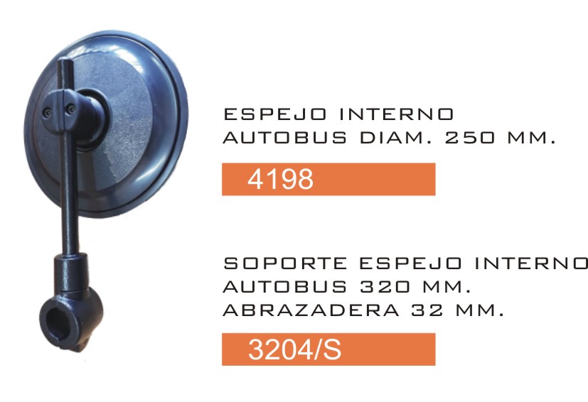 Espejo Interior Universal Ascenso Descenso para Autobús, redondo convexo o 250 mm – código FRA 4198